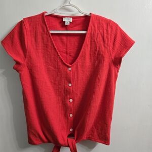 J. Crew Red Button-Down Preppy Top